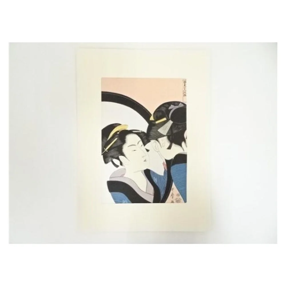 Kitagawa Utamaro – Seven Women Applying Make-up: Okita at the Mirror (Hand-printed Woodblock)