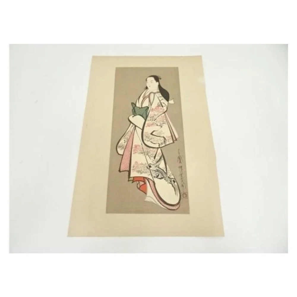 Unknown artist – Bijin-ga (Portrait of a Beauty), tall sheet (Hand-printed Woodblock)