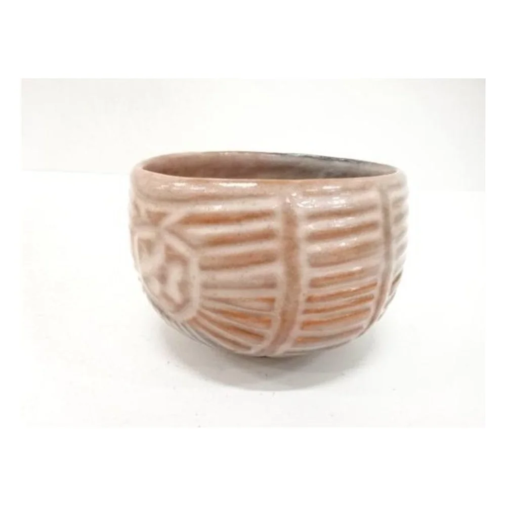 Red Raku Tawara (Rice-bale) Tea Bowl by Tanraku