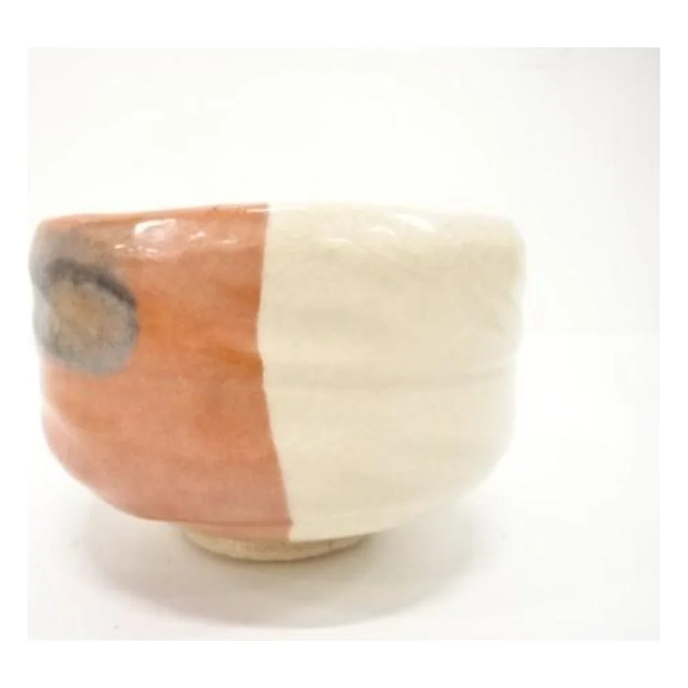 Kakewake (Red & White) Raku Tea Bowl "Kotobuki" by Sasaki Shoraku (松楽), Box Inscribed by a Daitokuji Priest