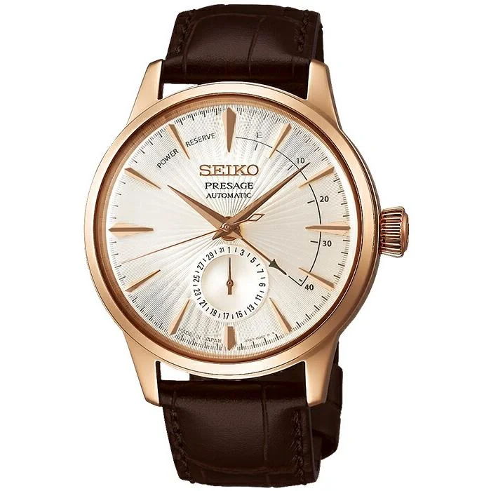SEIKO PRESAGE Cocktail Time Power Reserve SARY132 – Rose Gold-tone, Leather Strap