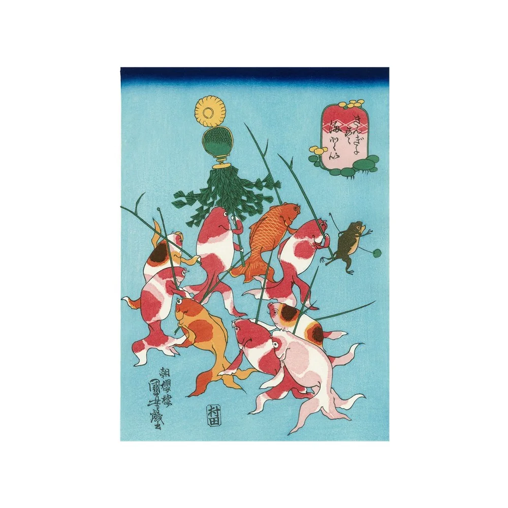 Utagawa Kuniyoshi – Goldfish & Triptychs (Adachi Woodblock Print)