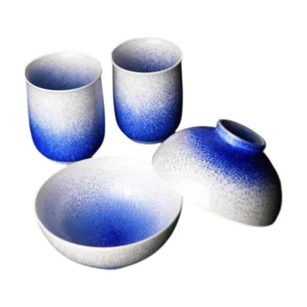Arita Ware Indigo Droplet (Aizome Suiteki) Chawan & Teacup Set