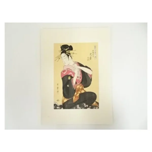 Kitagawa Utamaro – Array of Supreme Beauties of the Present Day: Hanazuma of the Hyogoya (Hand-printed Woodblock)