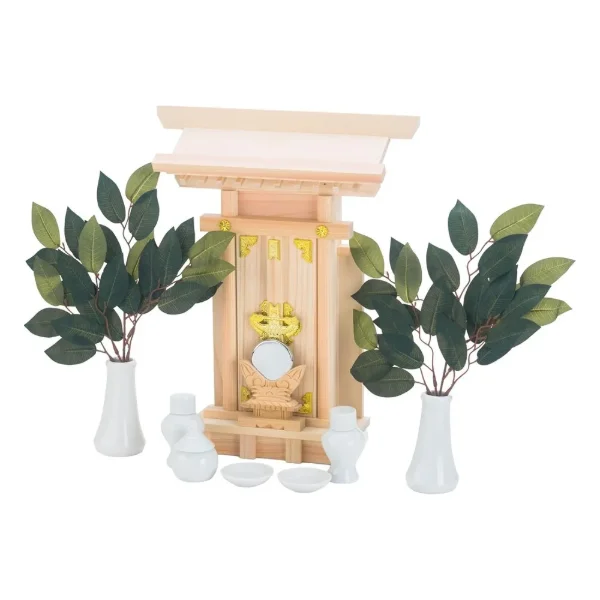 Kamidana Home Shrine Starter Set, Sodetsuki Daijingu (Hinoki, 1 Door)