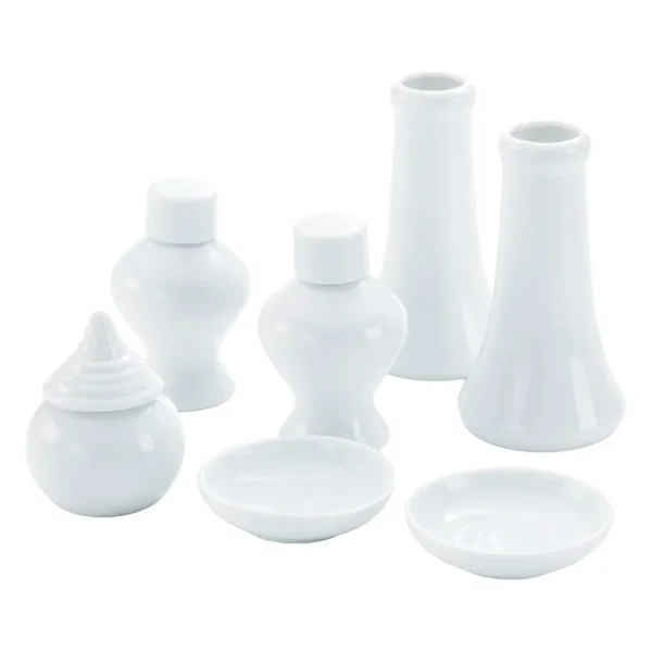 Kamidana Offering Set, 7-piece White Porcelain (Shingu)
