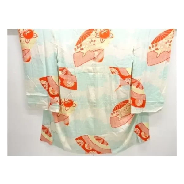 Kinsha Silk Nagajuban (Under-kimono) – Umbrellas & Flowers