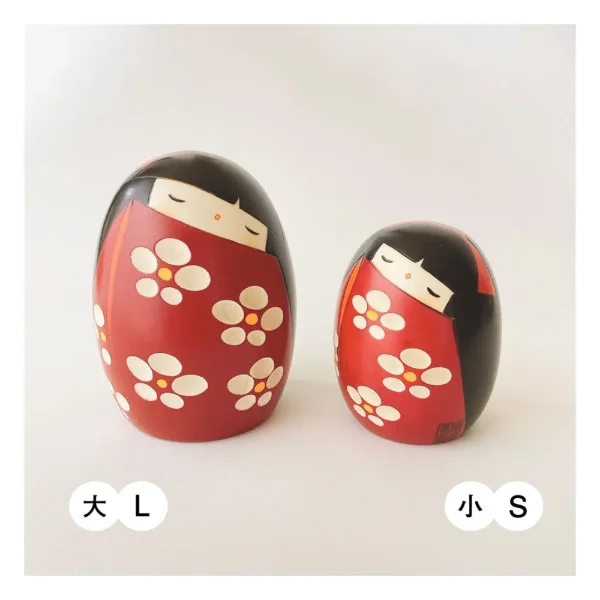 Usaburo Kokeshi – Shiroi Hana (White Flower), Egg-shaped