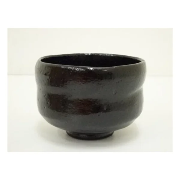 Black Raku Tea Bowl, Chojiro-style "Hachibiraki", by Sasaki Shoraku (昭楽), with Signed Box