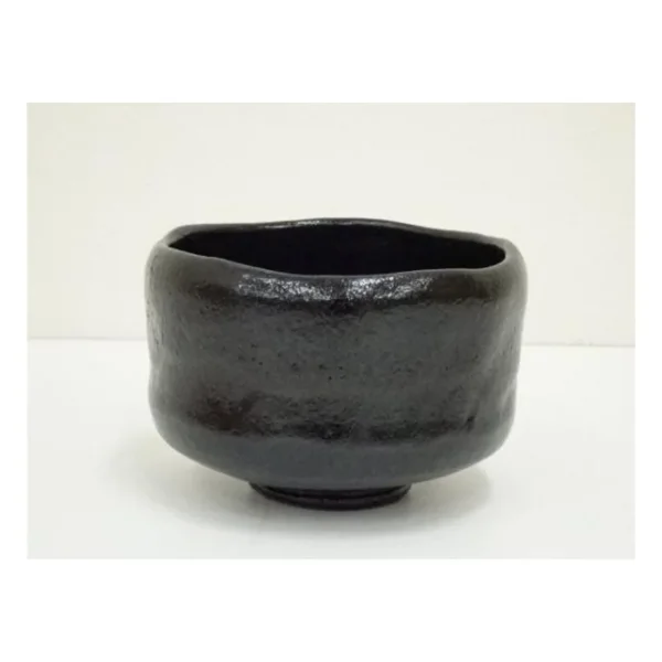 Black Raku Tea Bowl "Kissho" by Juraku, Box Inscribed at Nanshu-ji