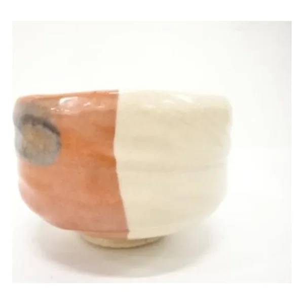 Kakewake (Red & White) Raku Tea Bowl "Kotobuki" by Sasaki Shoraku (松楽), Box Inscribed by a Daitokuji Priest