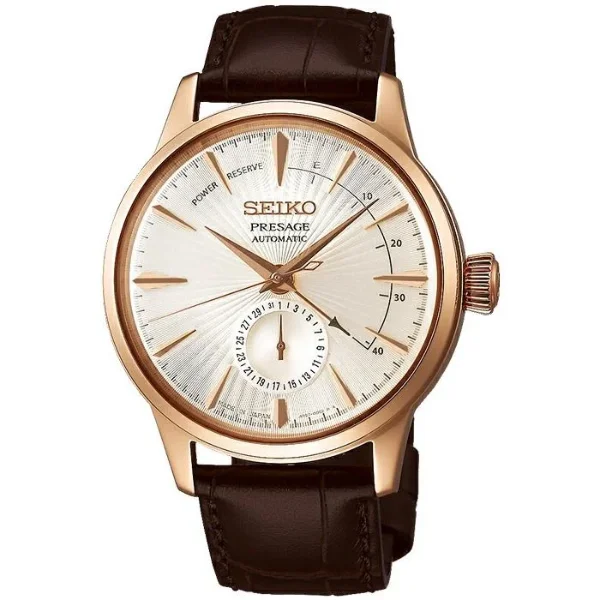 SEIKO PRESAGE Cocktail Time Power Reserve SARY132 – Rose Gold-tone, Leather Strap