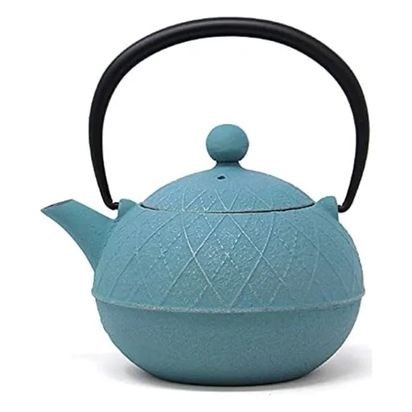 Nambu Colour Cast Iron Teapot Argyle, Turquoise Blue, 0.6 L